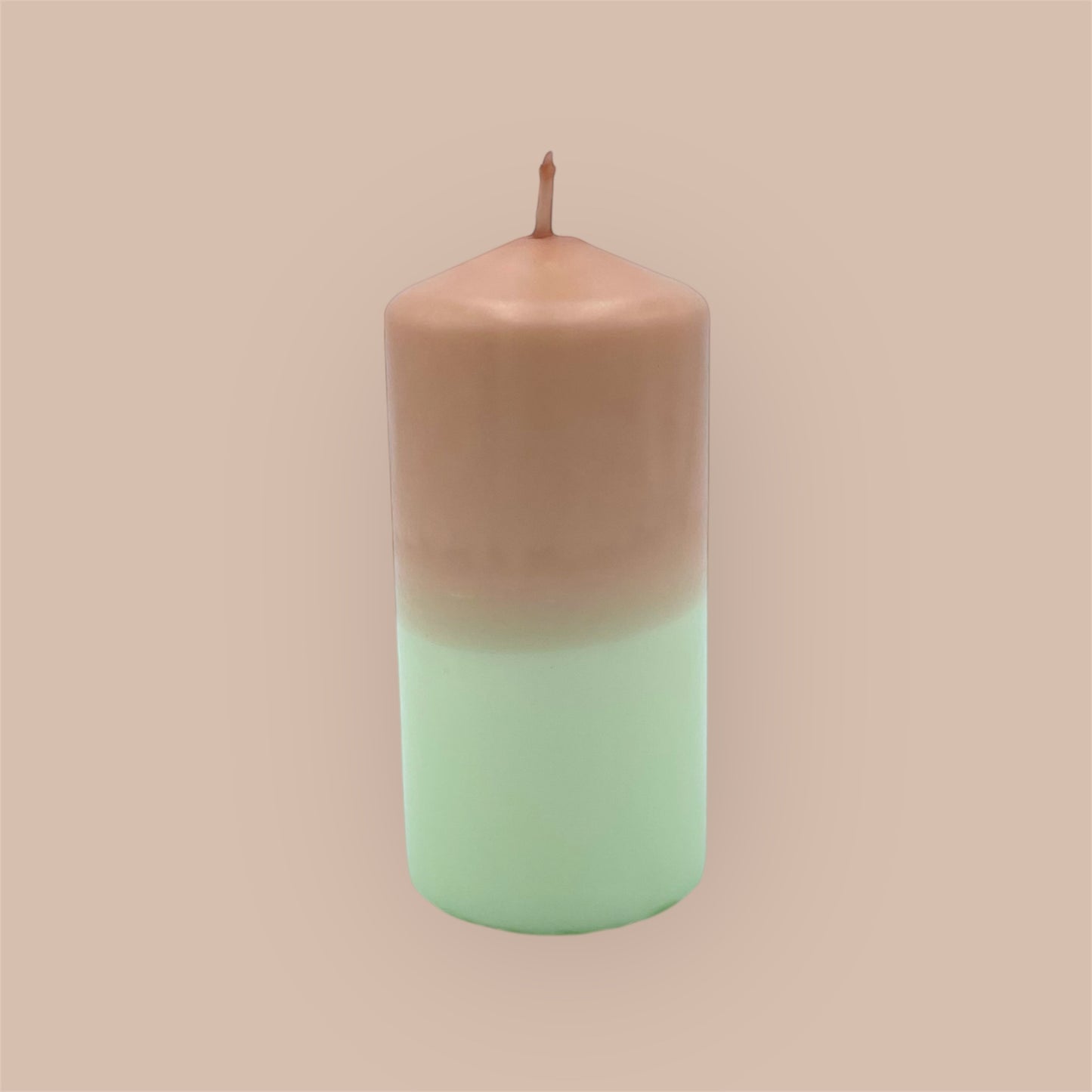 Dip Dye Stumpfkerze Braun Hellgrün Handgemacht