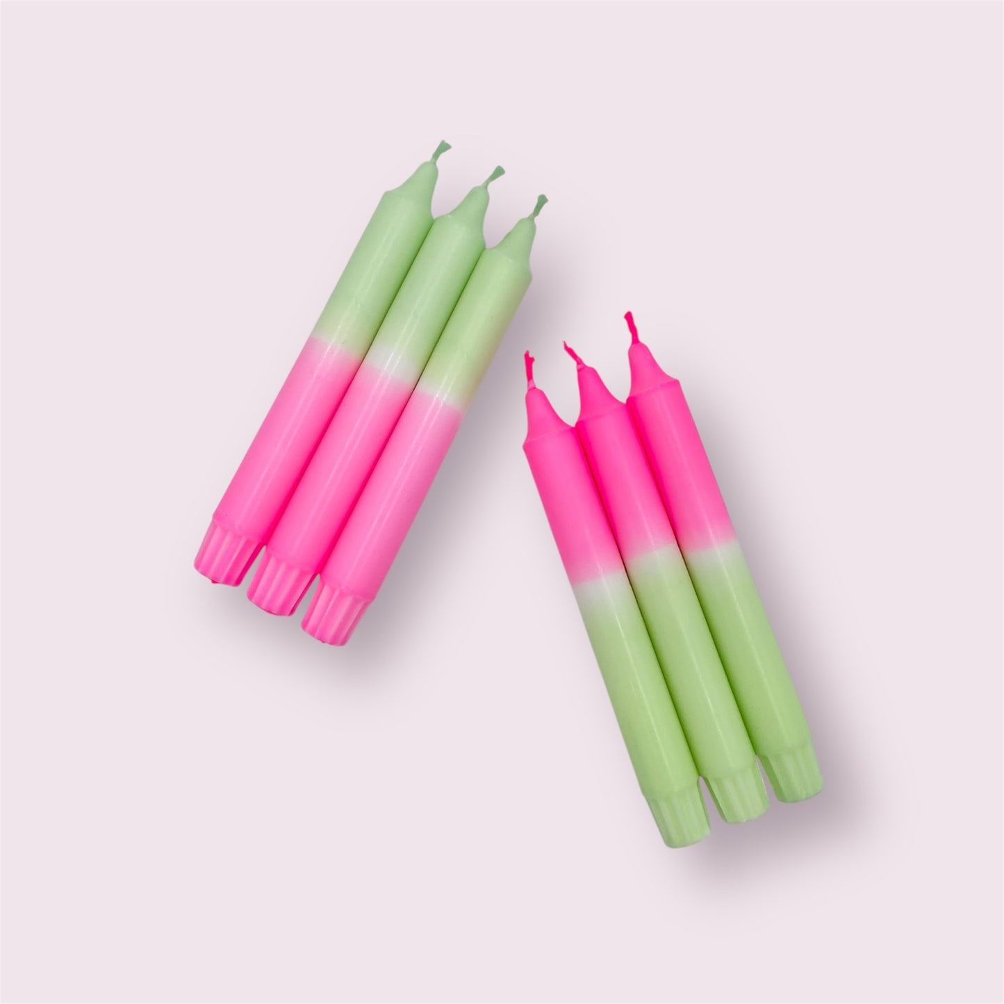 Dip Dye Kerzen 6er Set Pink Grün