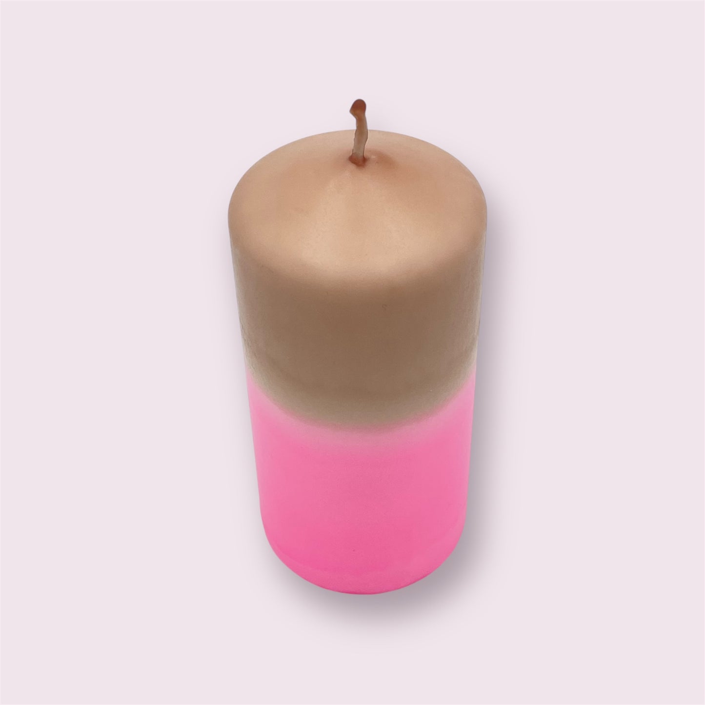 Dip Dye Stumpkerze Braun Pink Handgemacht