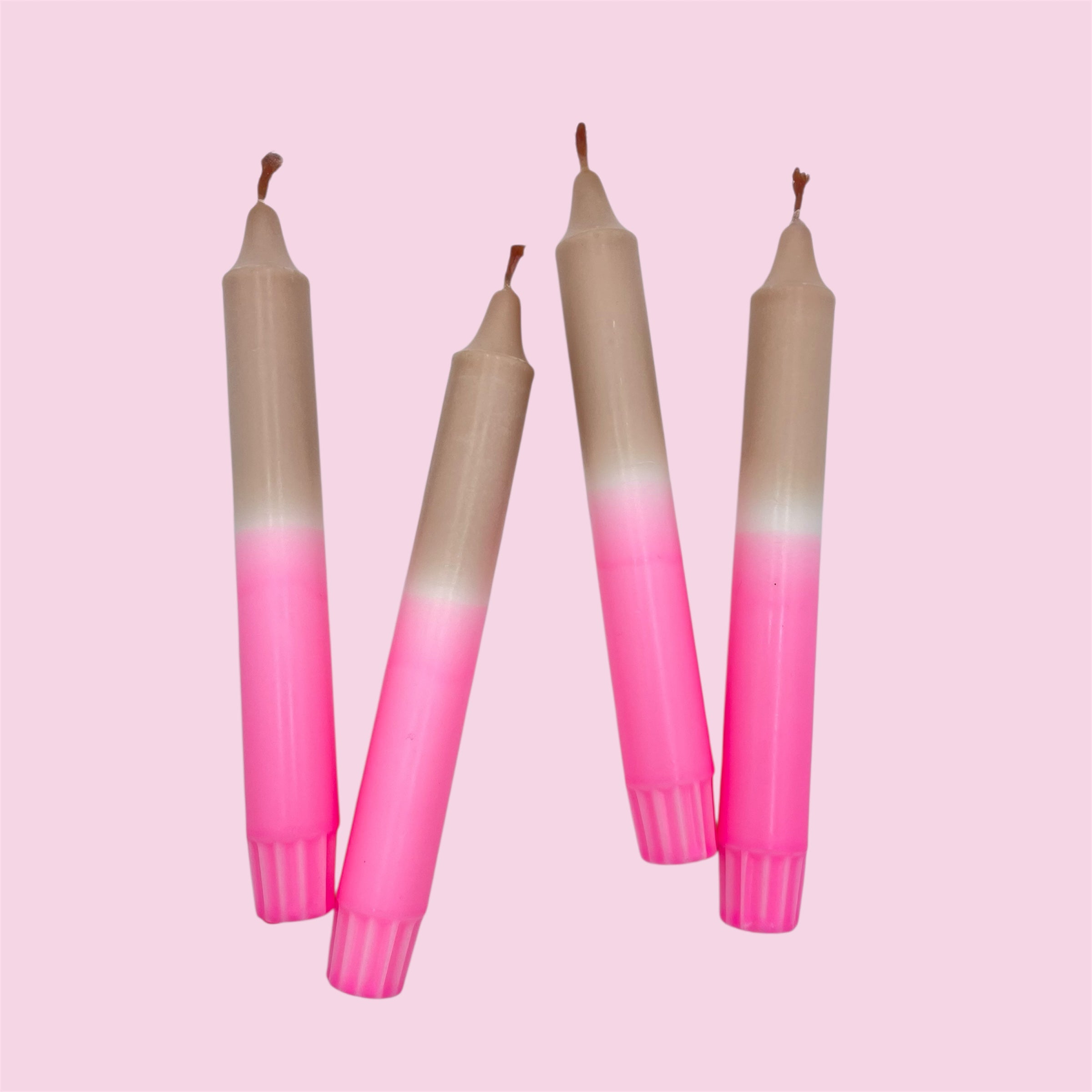 Dip Dye Kerzen 4er Set Braun Pink handgemacht