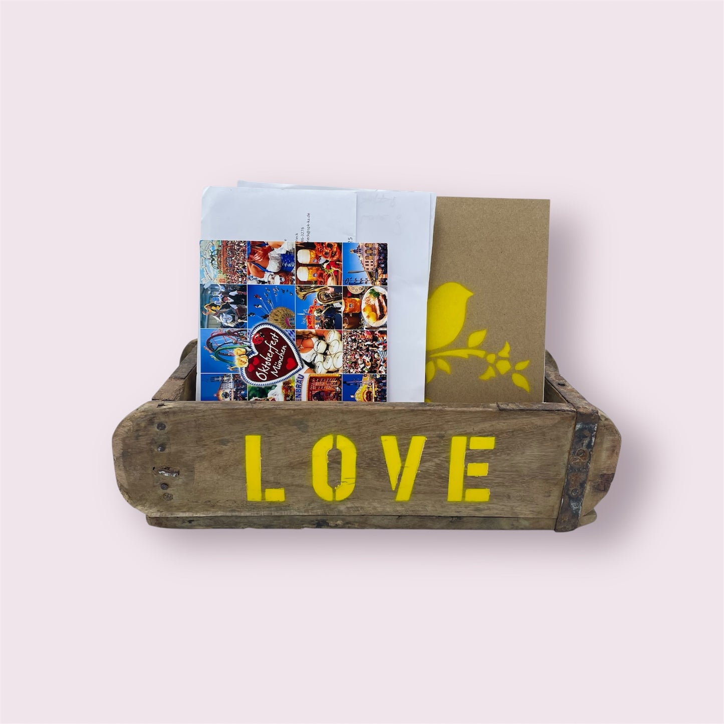 Ziegelform Holz Gelb Love Vintage