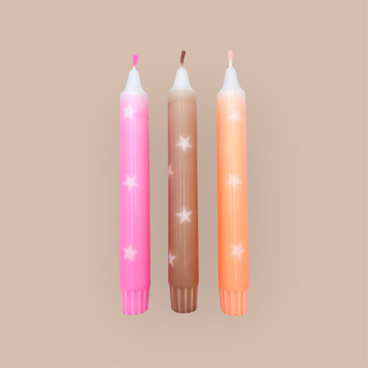 Dip Dye Kerzen 3er Set Mix Sterne