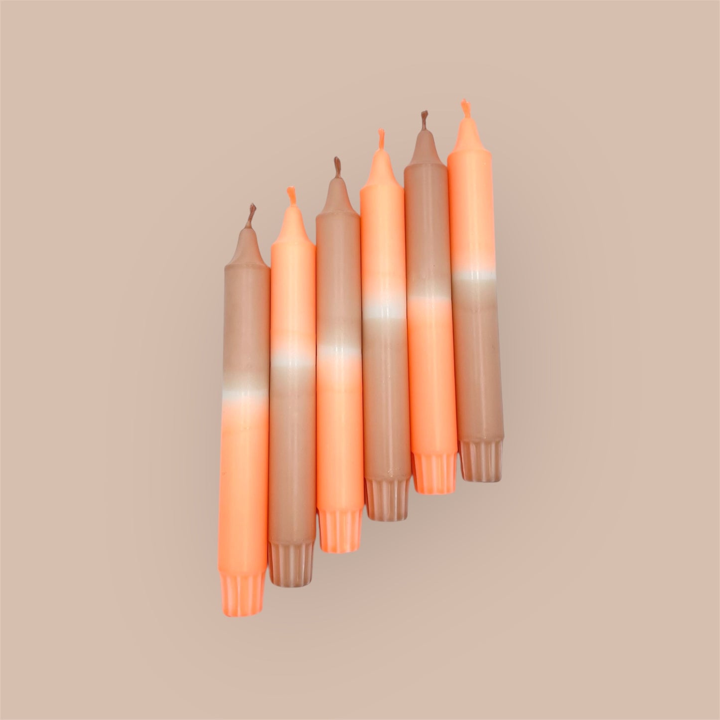 Dip Dye Kerzen 6er Set Braun Orange