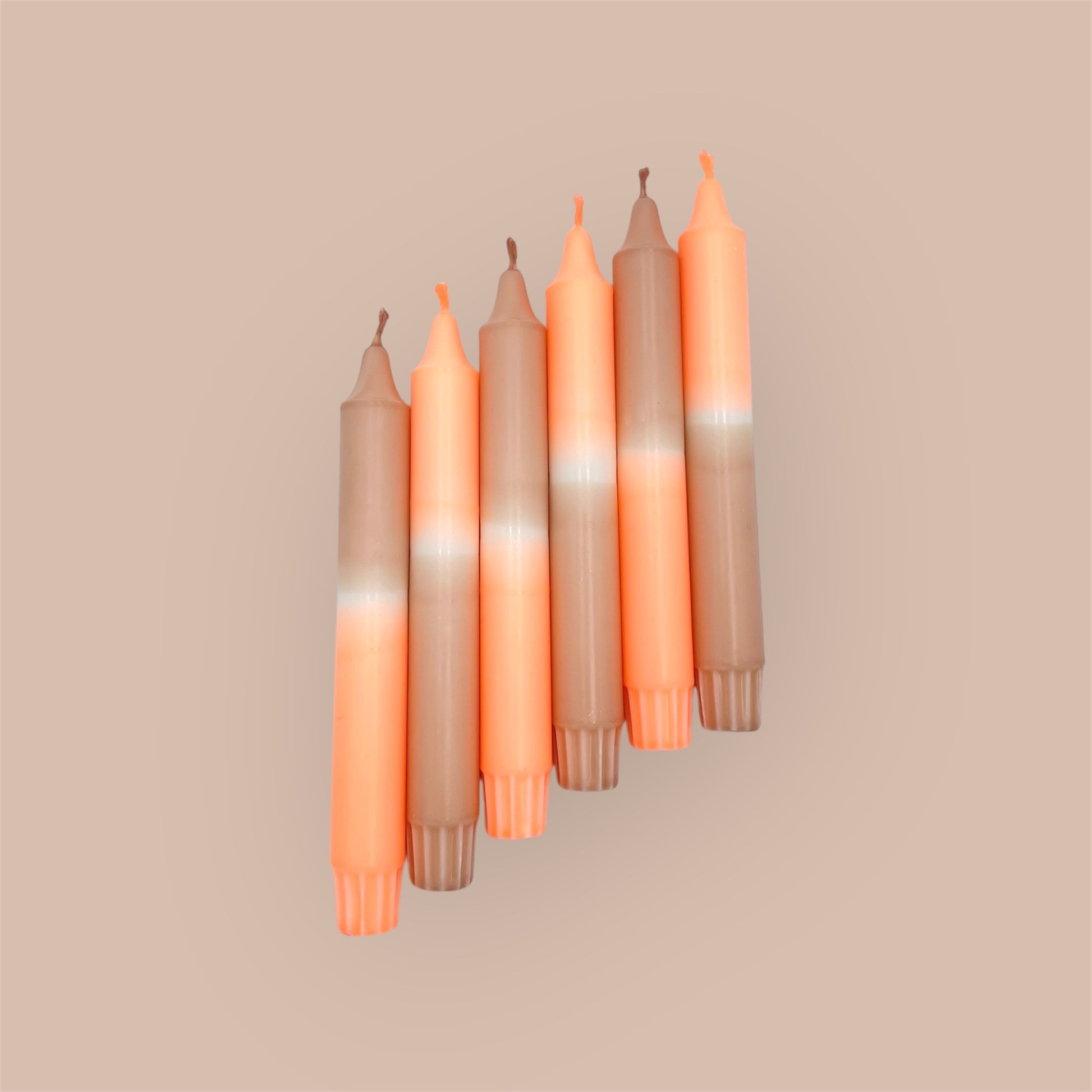 Dip Dye Kerzen 6er Set Braun Orange