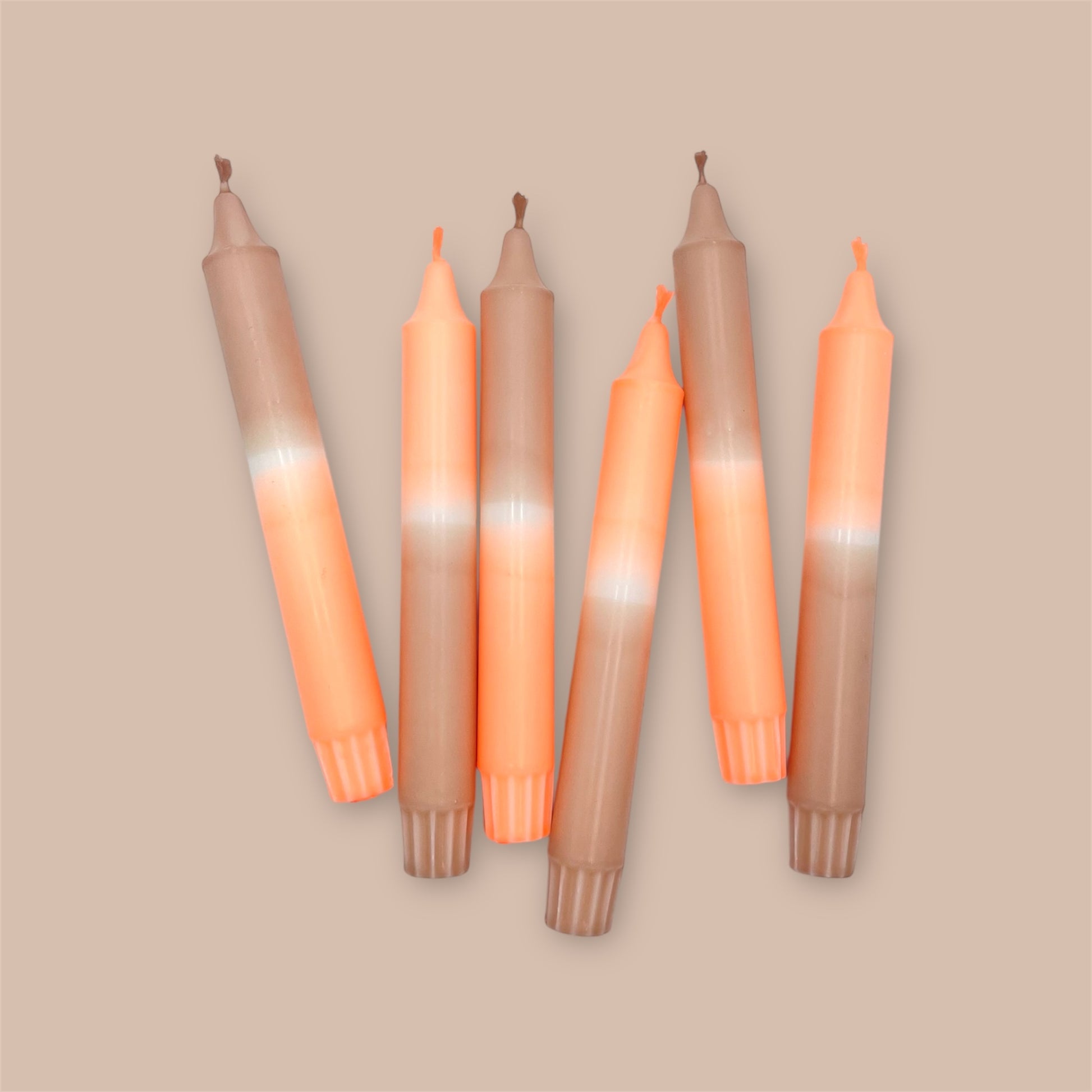 Dip Dye Kerzen 6er Set Braun Orange