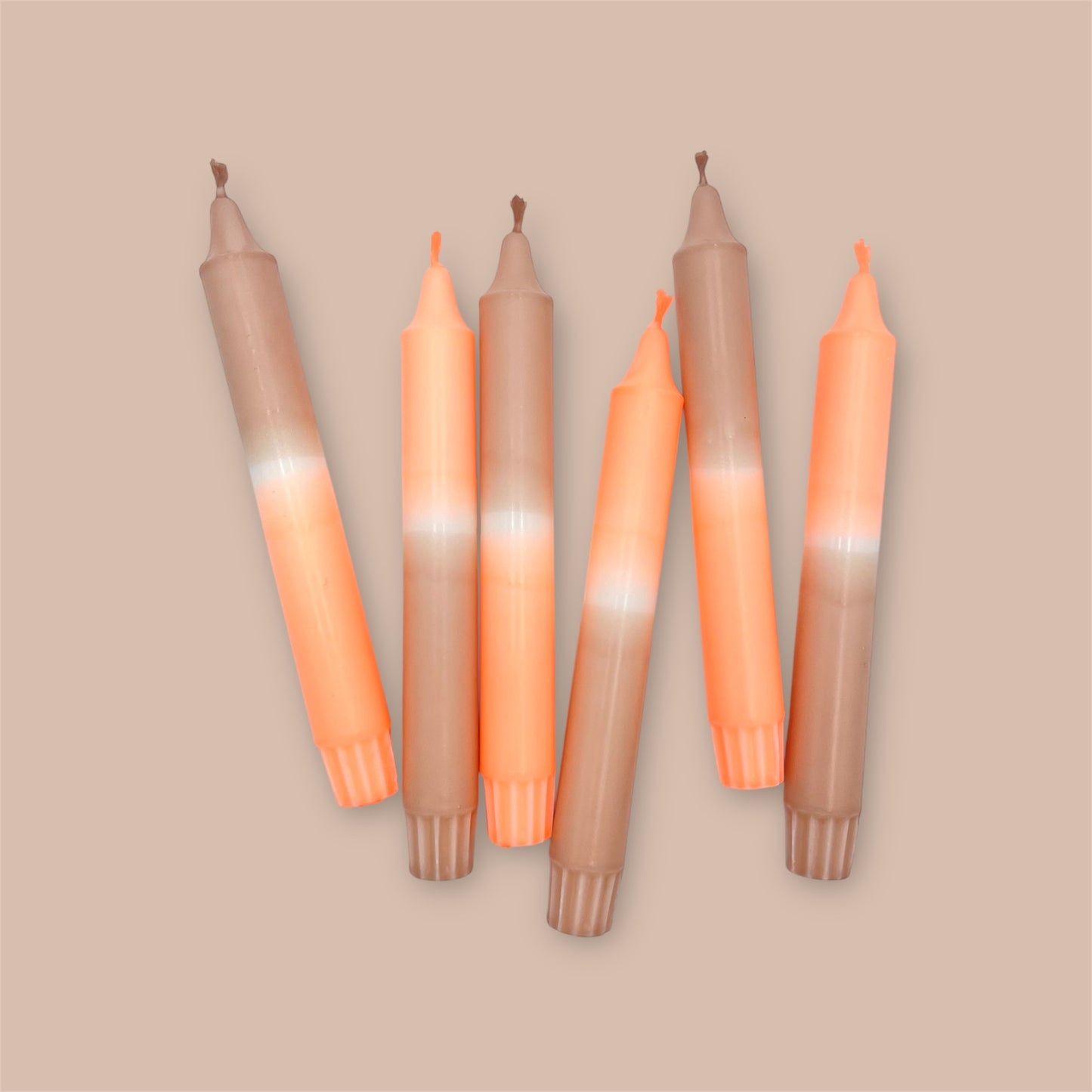 Dip Dye Kerzen 6er Set Braun Orange