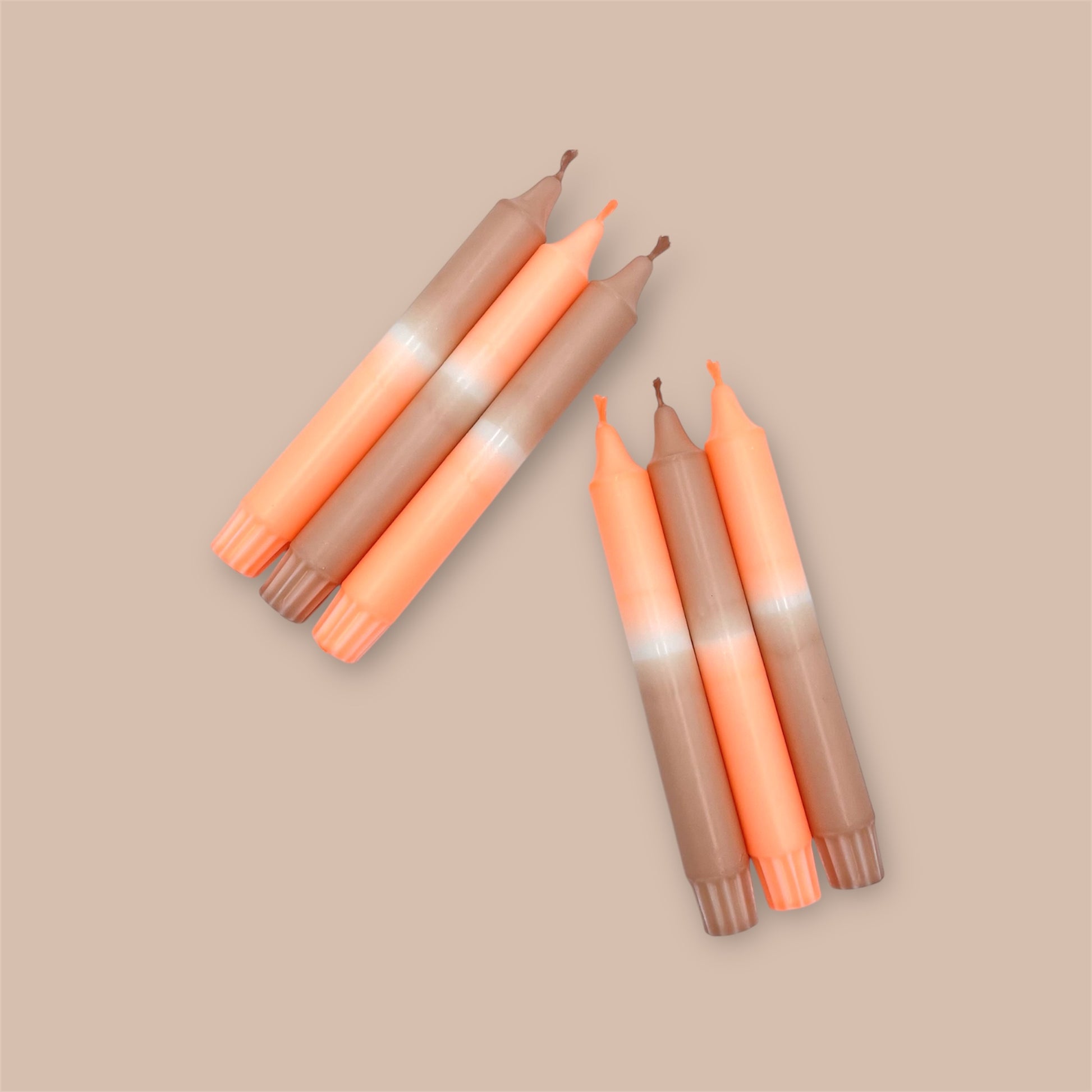Dip Dye Kerzen 6er Set Braun Orange