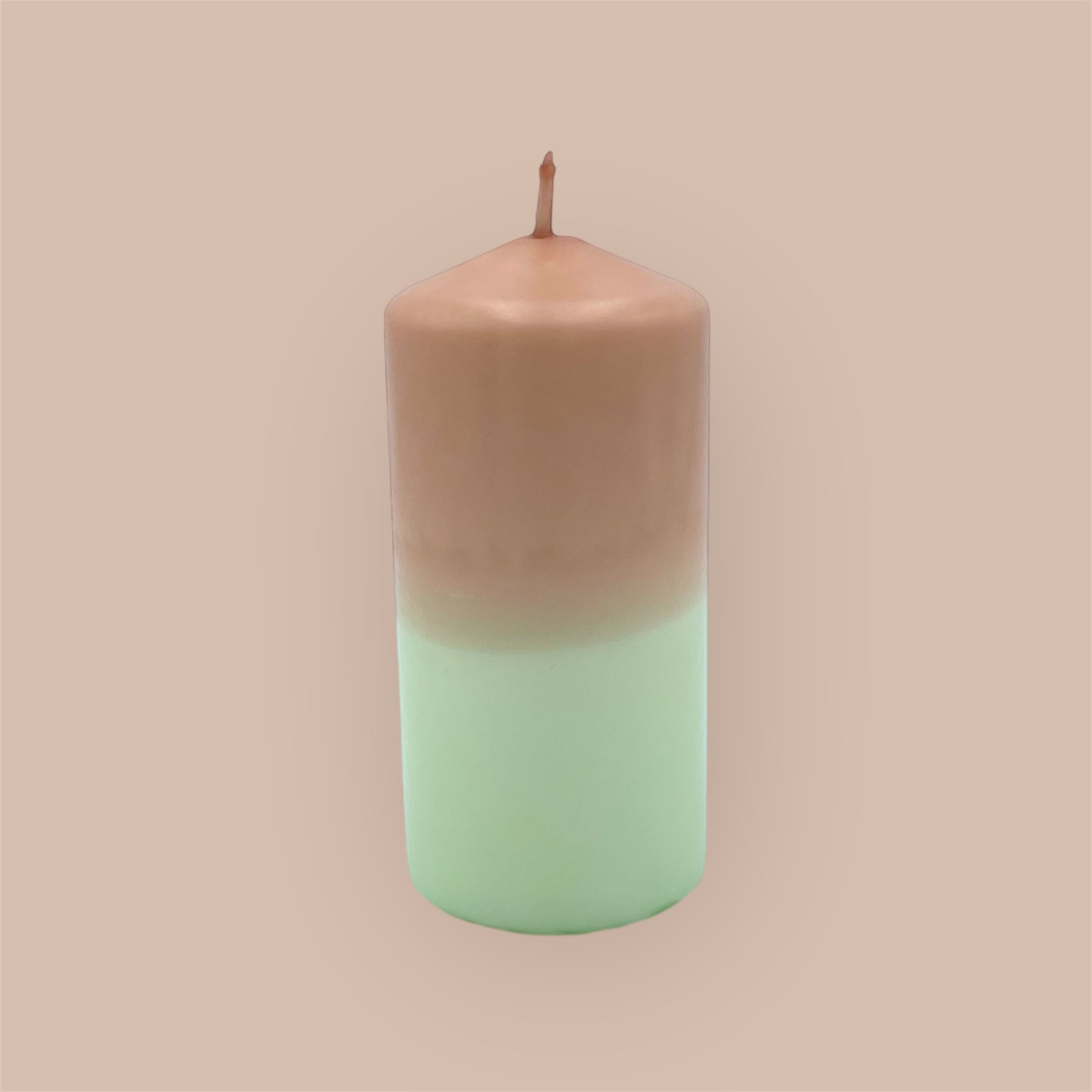 Dip Dye Stumpfkerze Braun Hellgrün Handgemacht 