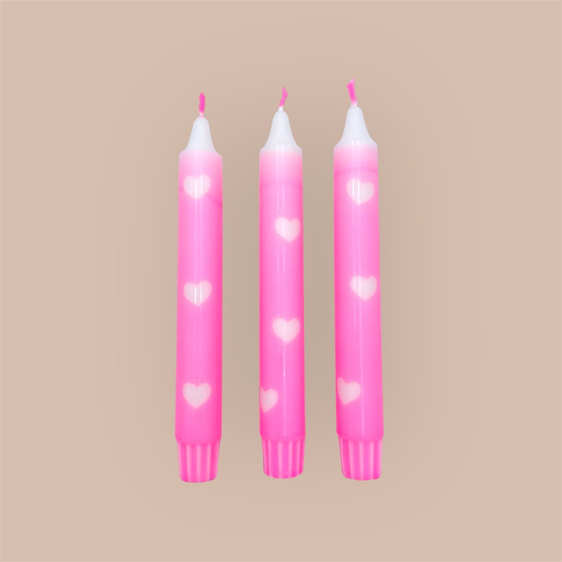 Dip Dye Kerzen 3er Set Pink Herzen 