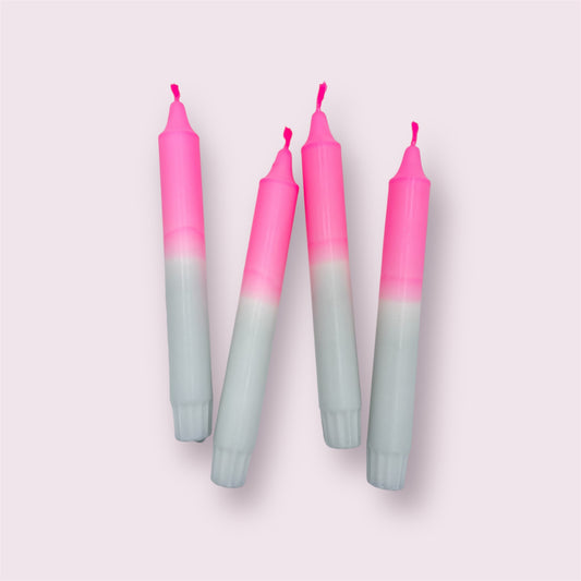 Dip Dye Kerzen 4er Set Pink Grau 