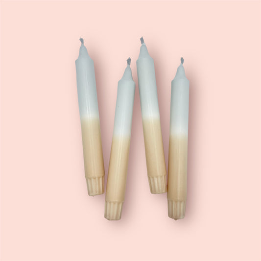 Dip Dye Kerzen 4er Set Grau Sand