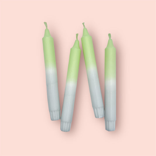 Dip Dye Kerzen 4er Set Hellgrün Grau