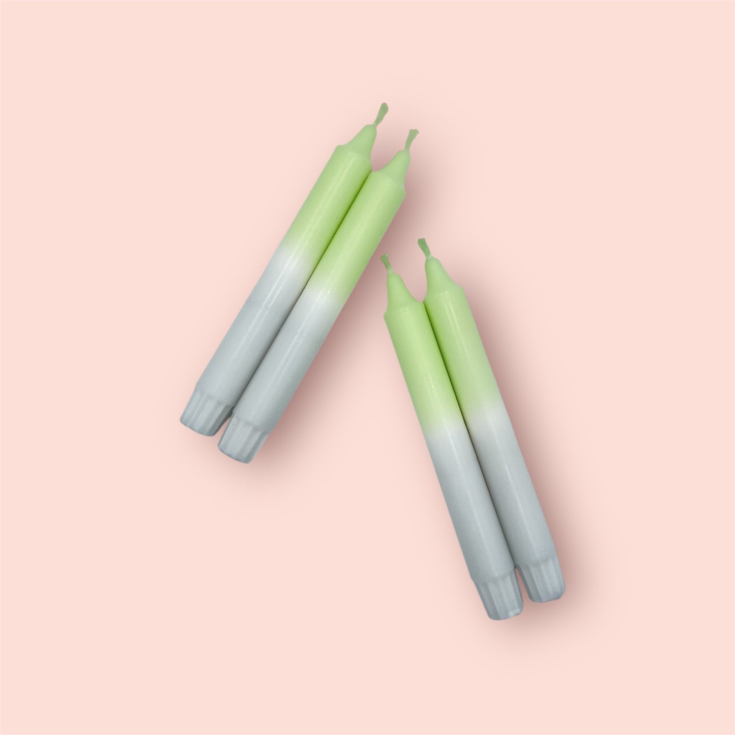 Dip Dye Kerzen 4er Set Hellgrün Grau