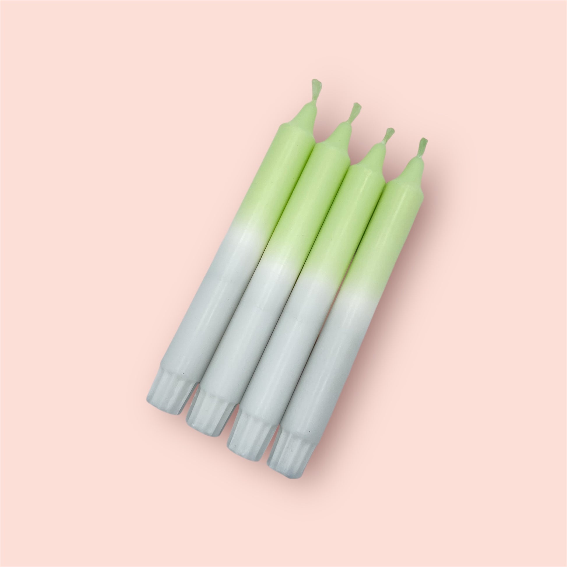 Dip Dye Kerzen 4er Set Hellgrün Grau