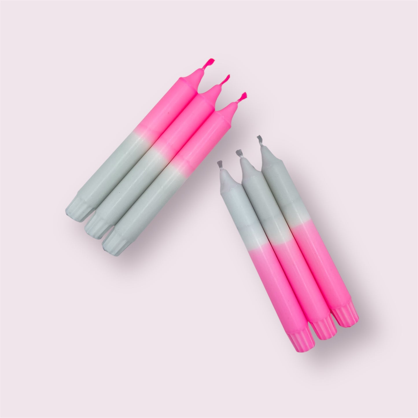 Dip Dye Kerzen 6er Set Pink Grau 