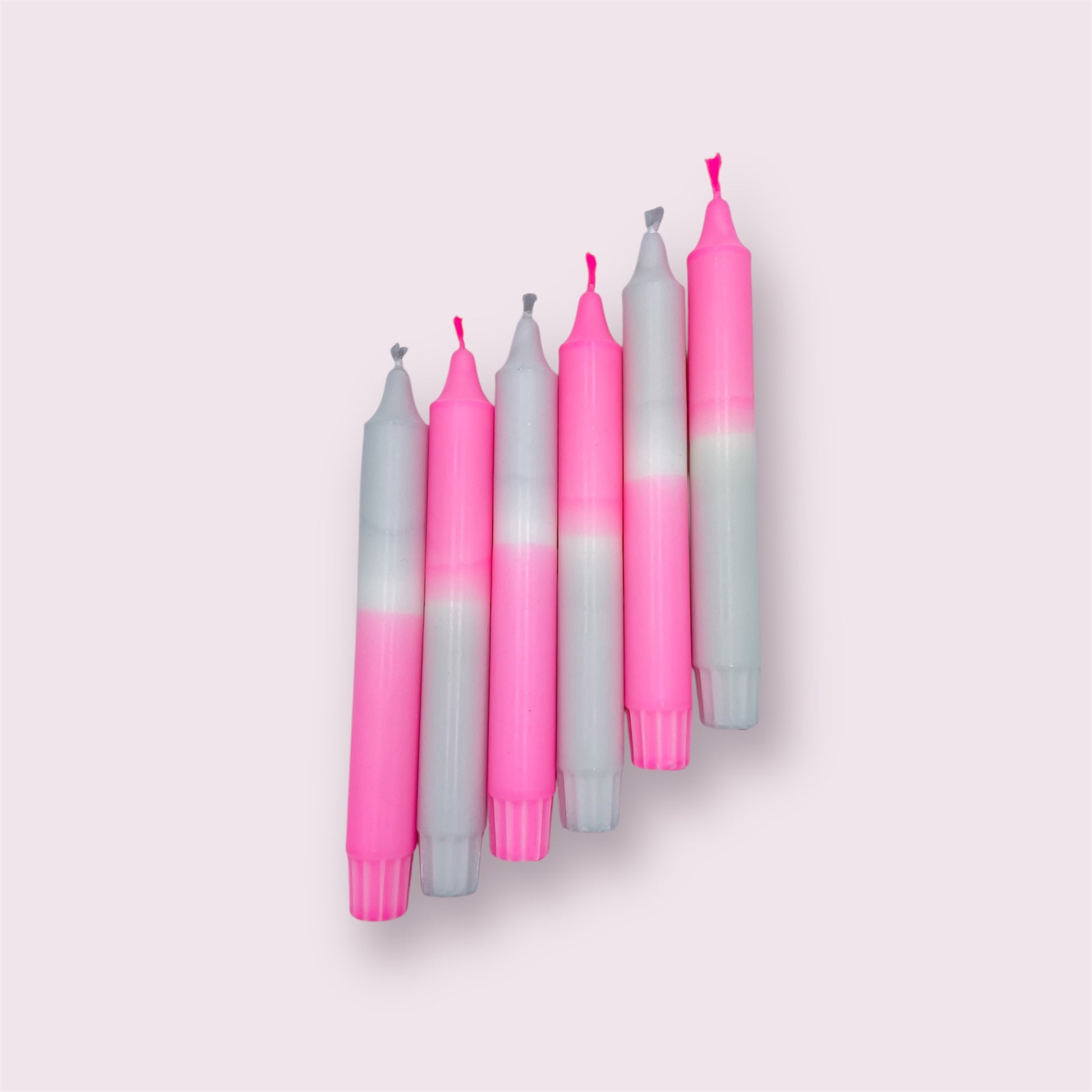 Dip Dye Kerzen 6er Set Pink Grau 