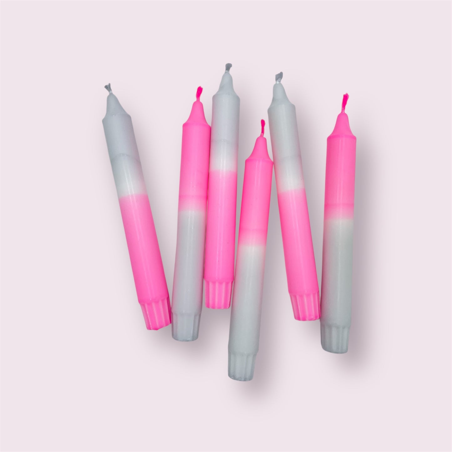 Dip Dye Kerzen 6er Set Pink Grau 