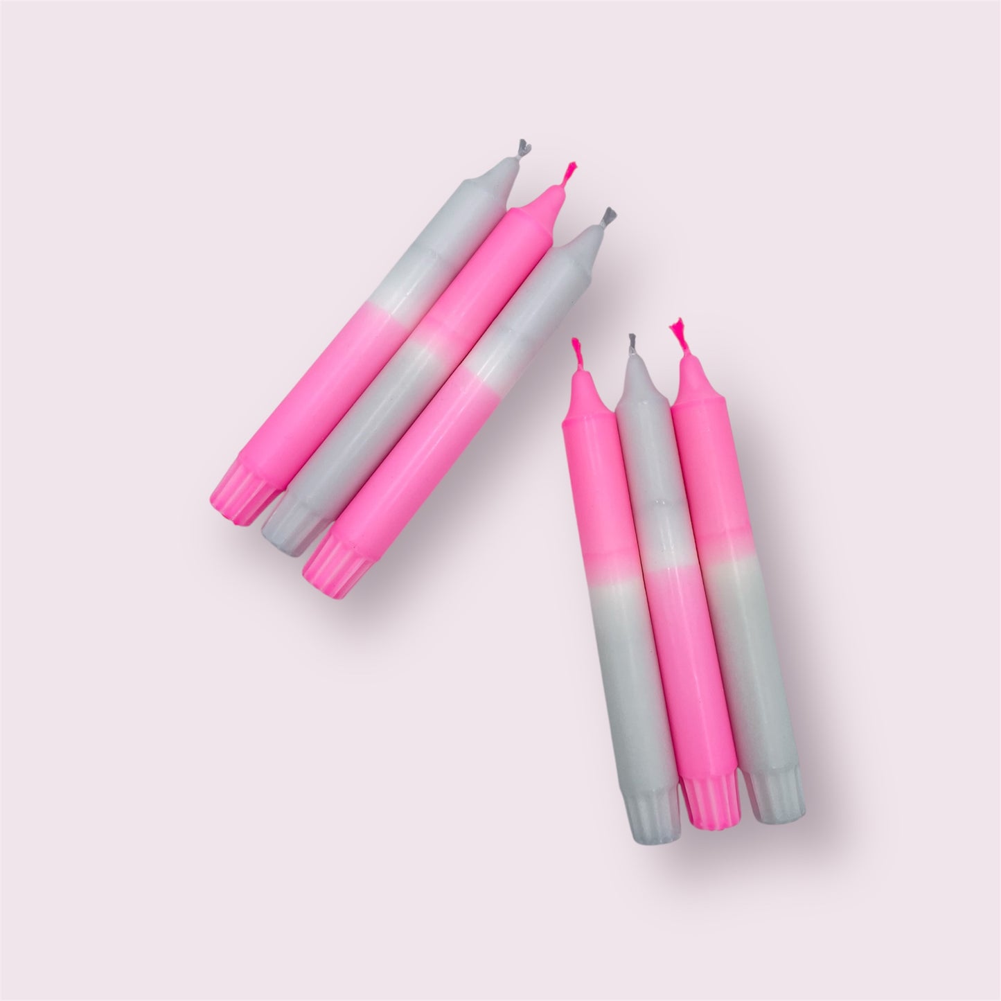 Dip Dye Kerzen 6er Set Pink Grau 
