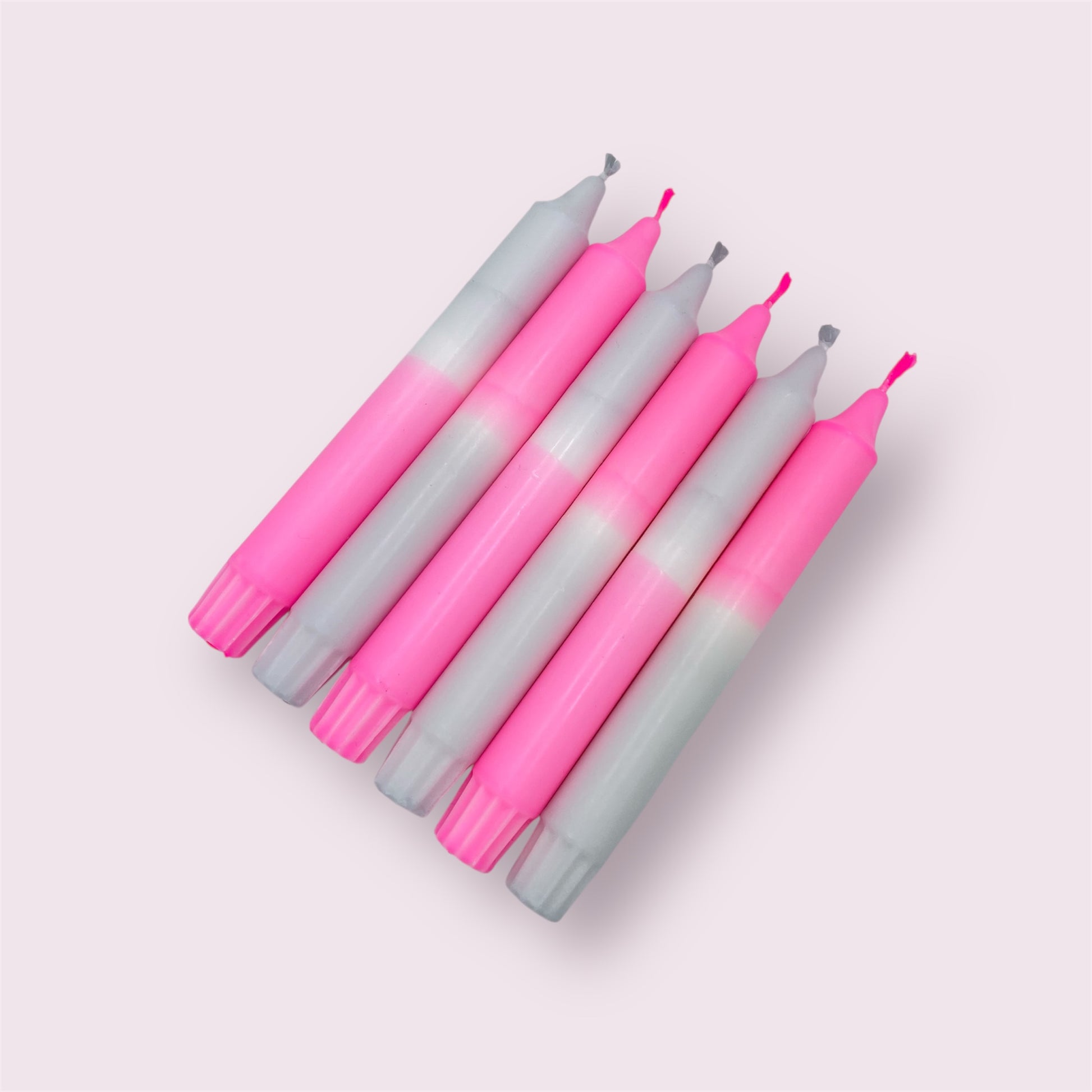 Dip Dye Kerzen 6er Set Pink Grau 