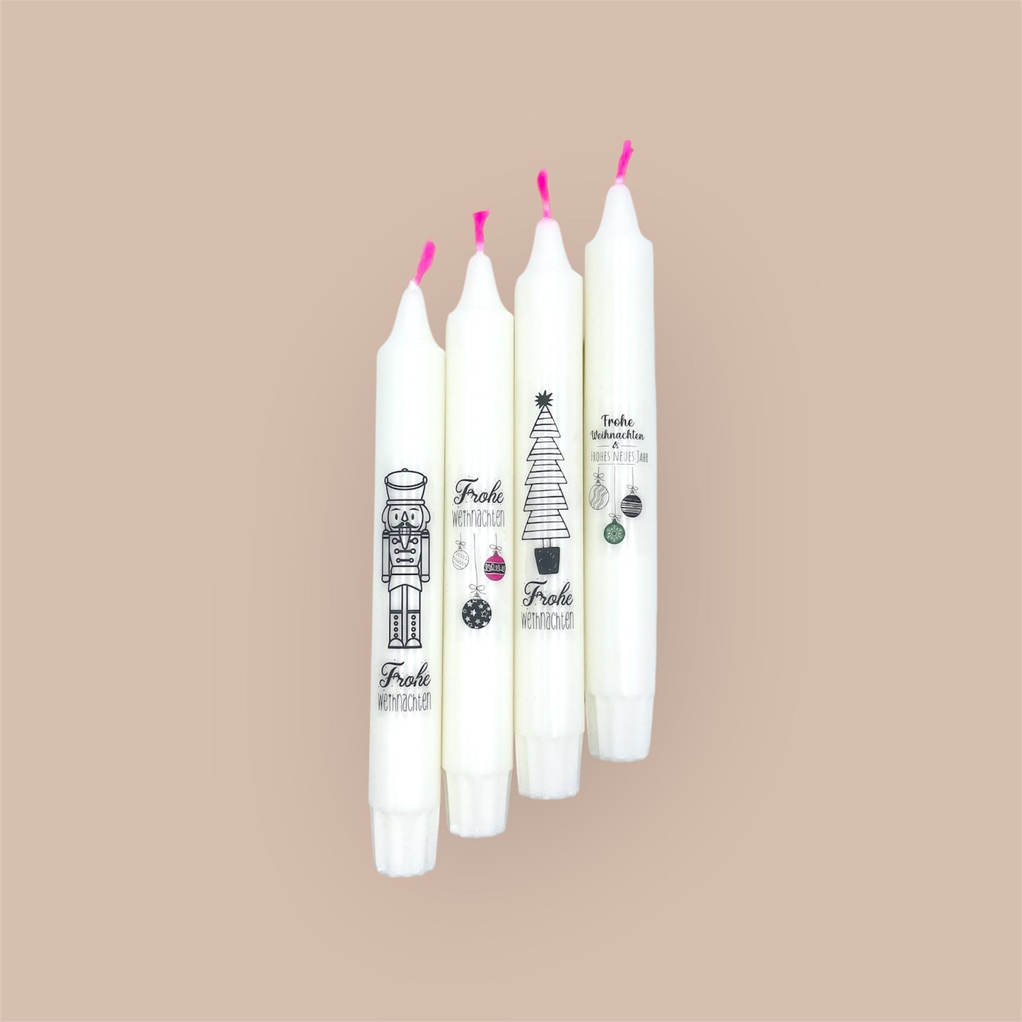 Weihnachtskerzen 4er Set Docht pink Tattoo
