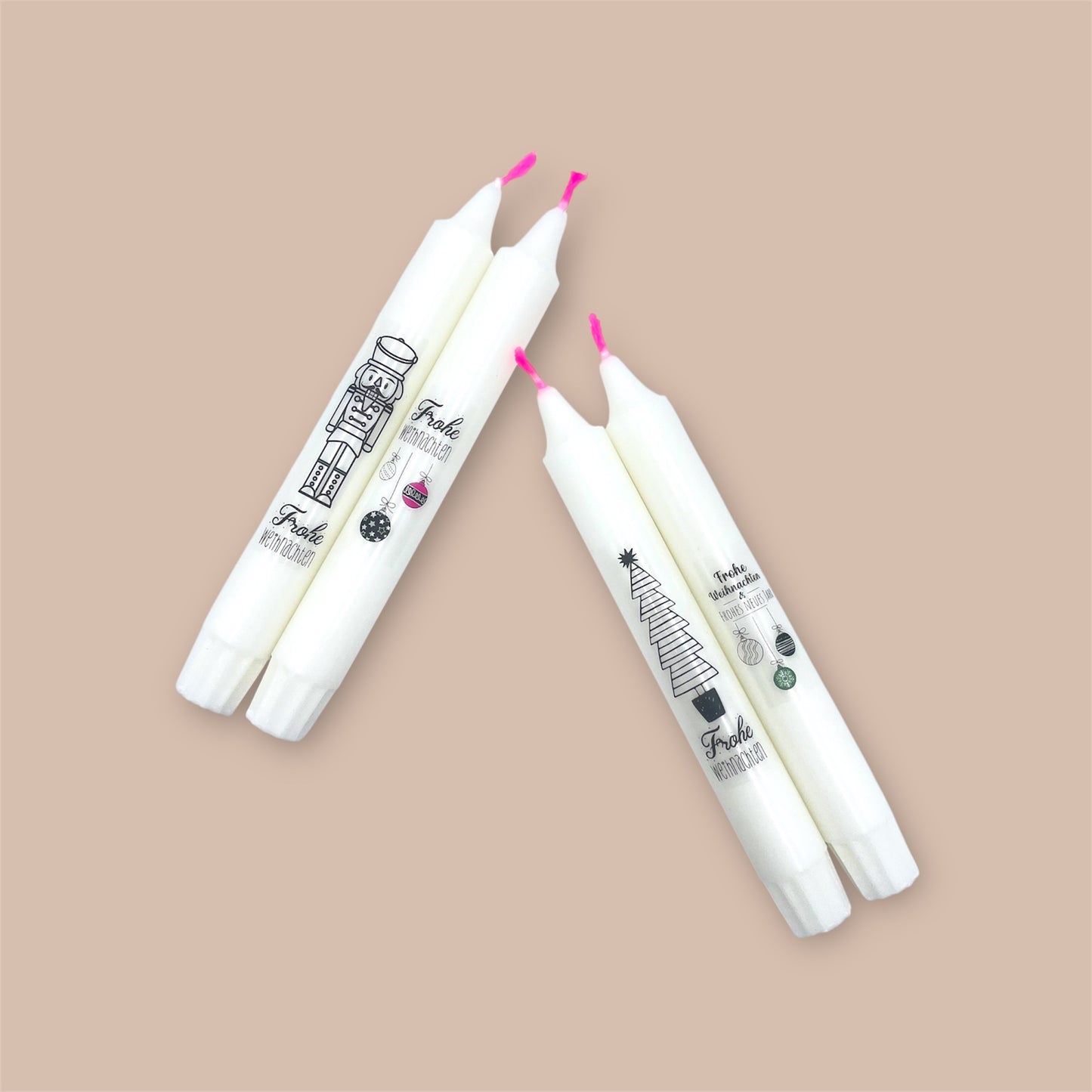 Weihnachtskerzen 4er Set Docht pink Tattoo