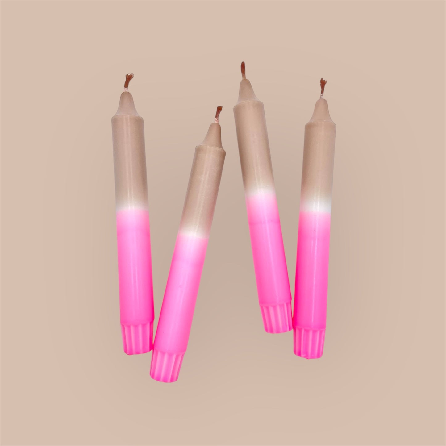 Dip Dye Kerzen 4er Set Braun Pink