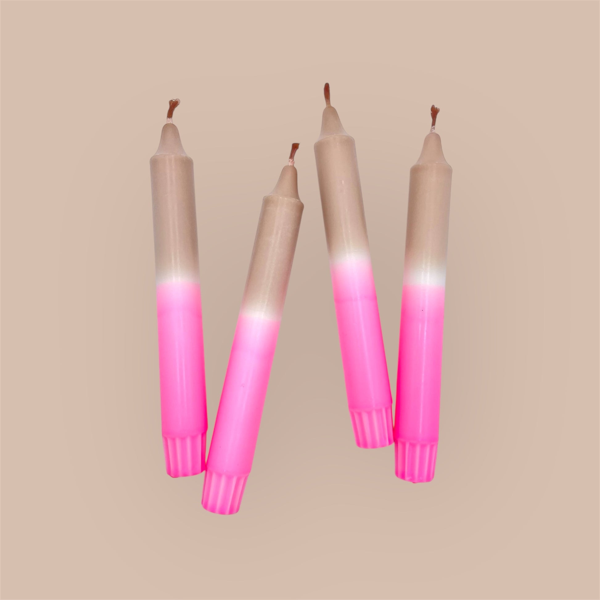 Dip Dye Kerzen 4er Set Braun Pink