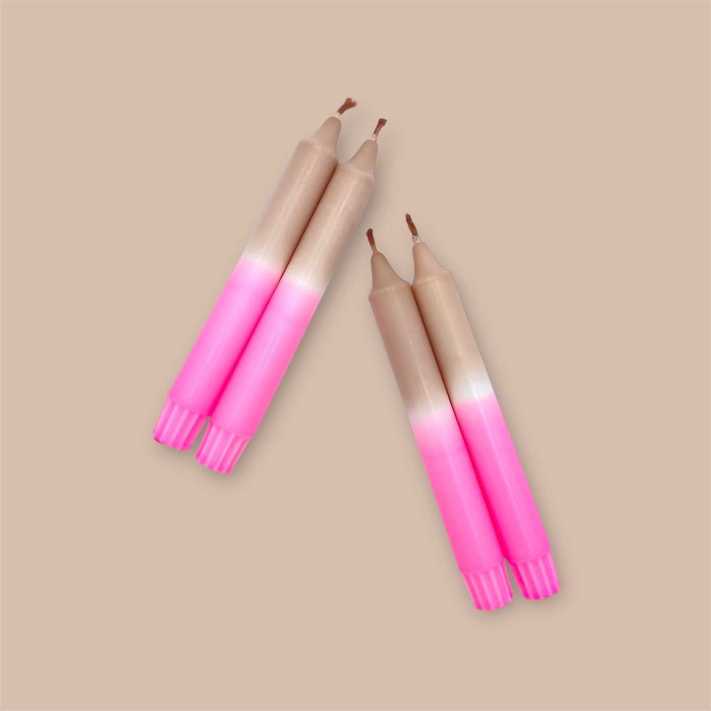 Dip Dye Kerzen 4er Set Braun Pink