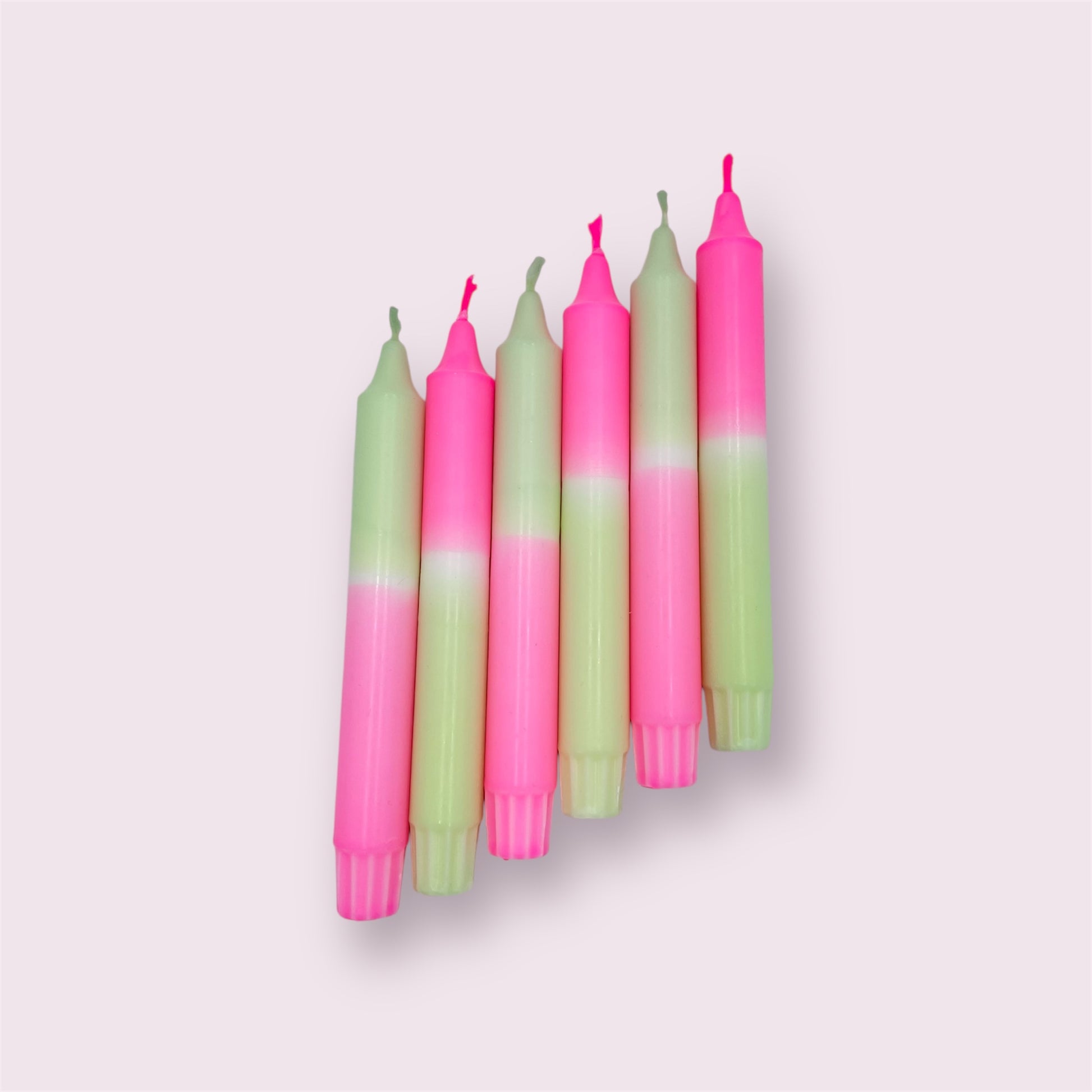Dip Dye Kerzen 6er Set Pink Grün 