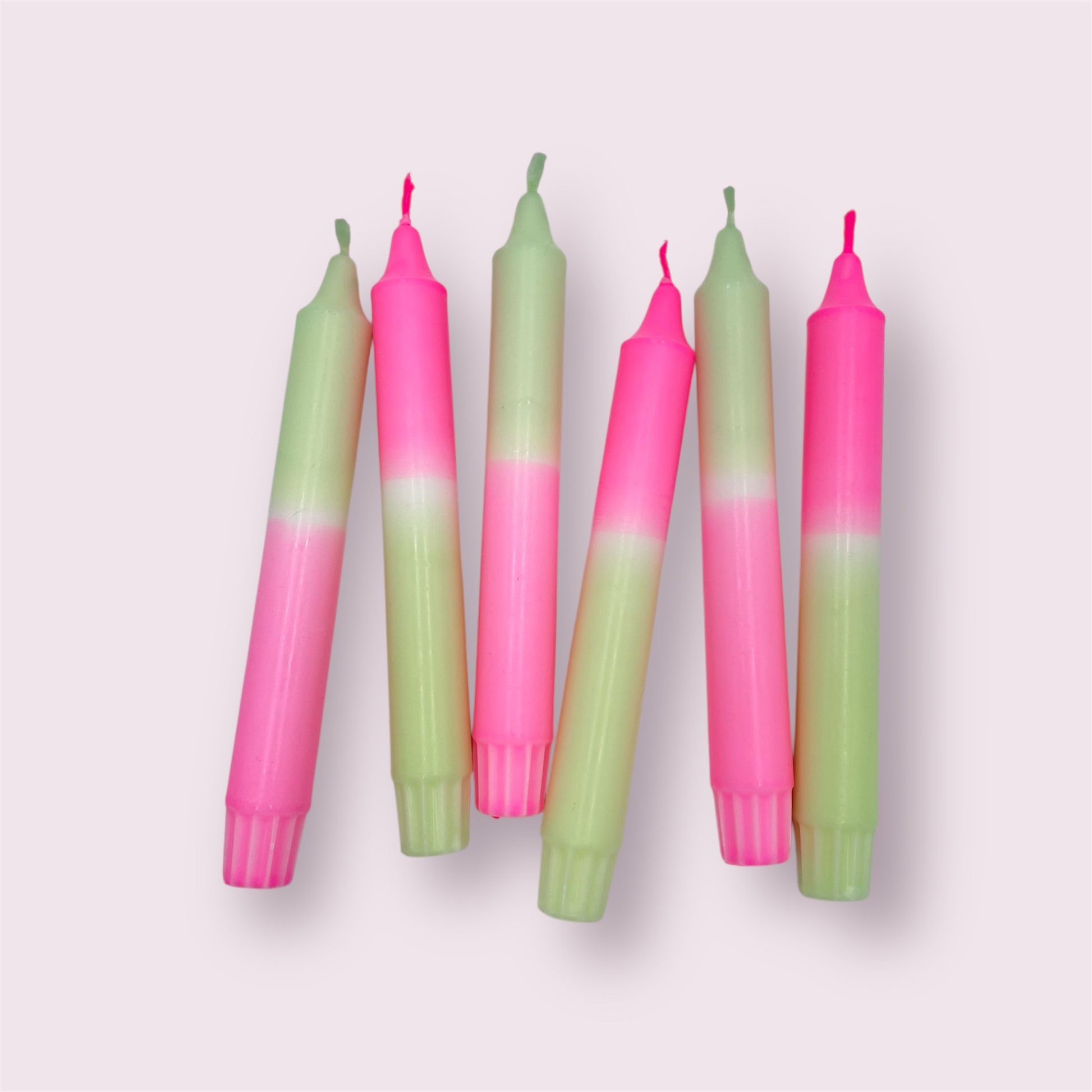 Dip Dye Kerzen 6er Set Pink Grün