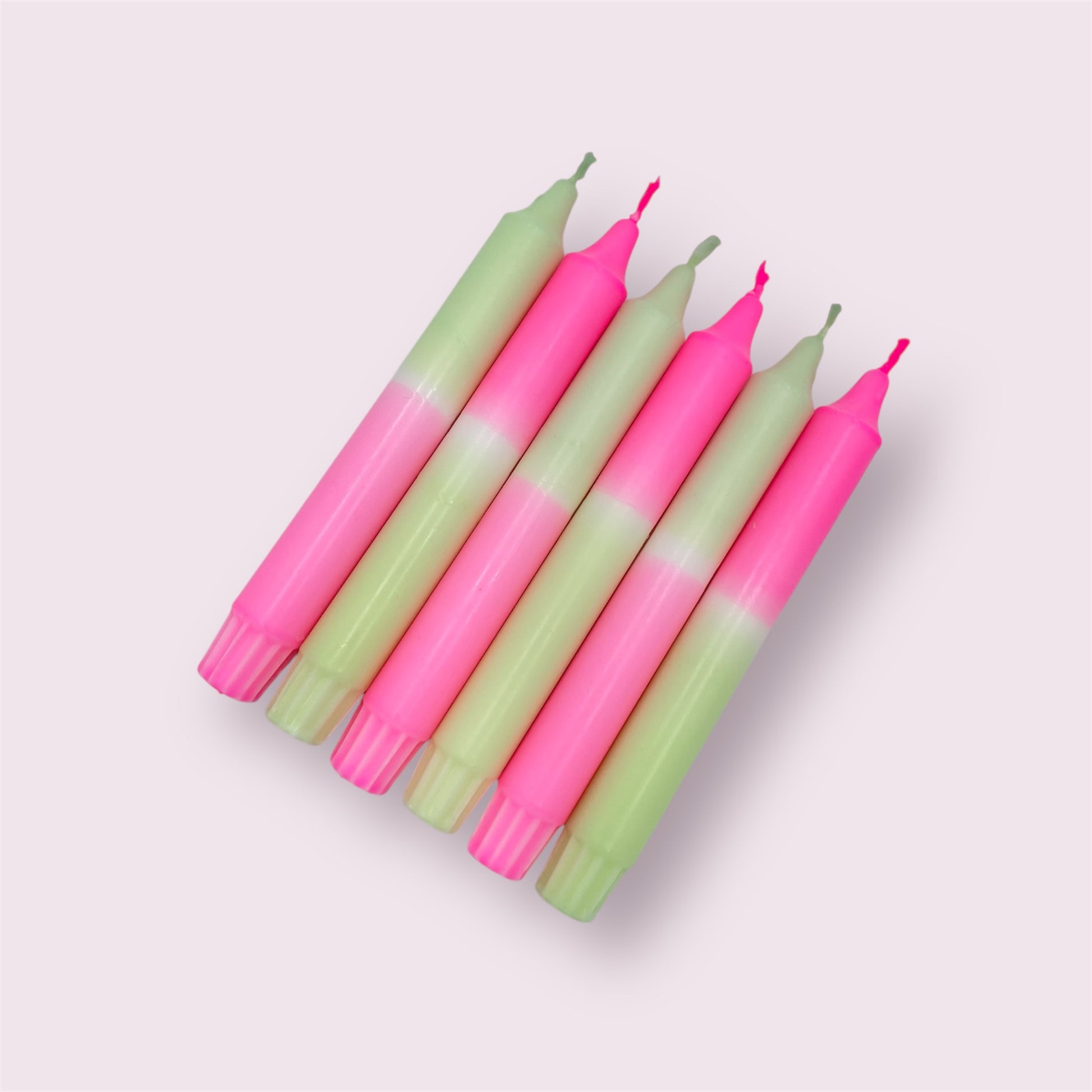 Dip Dye Kerzen 6er Set Pink Grün