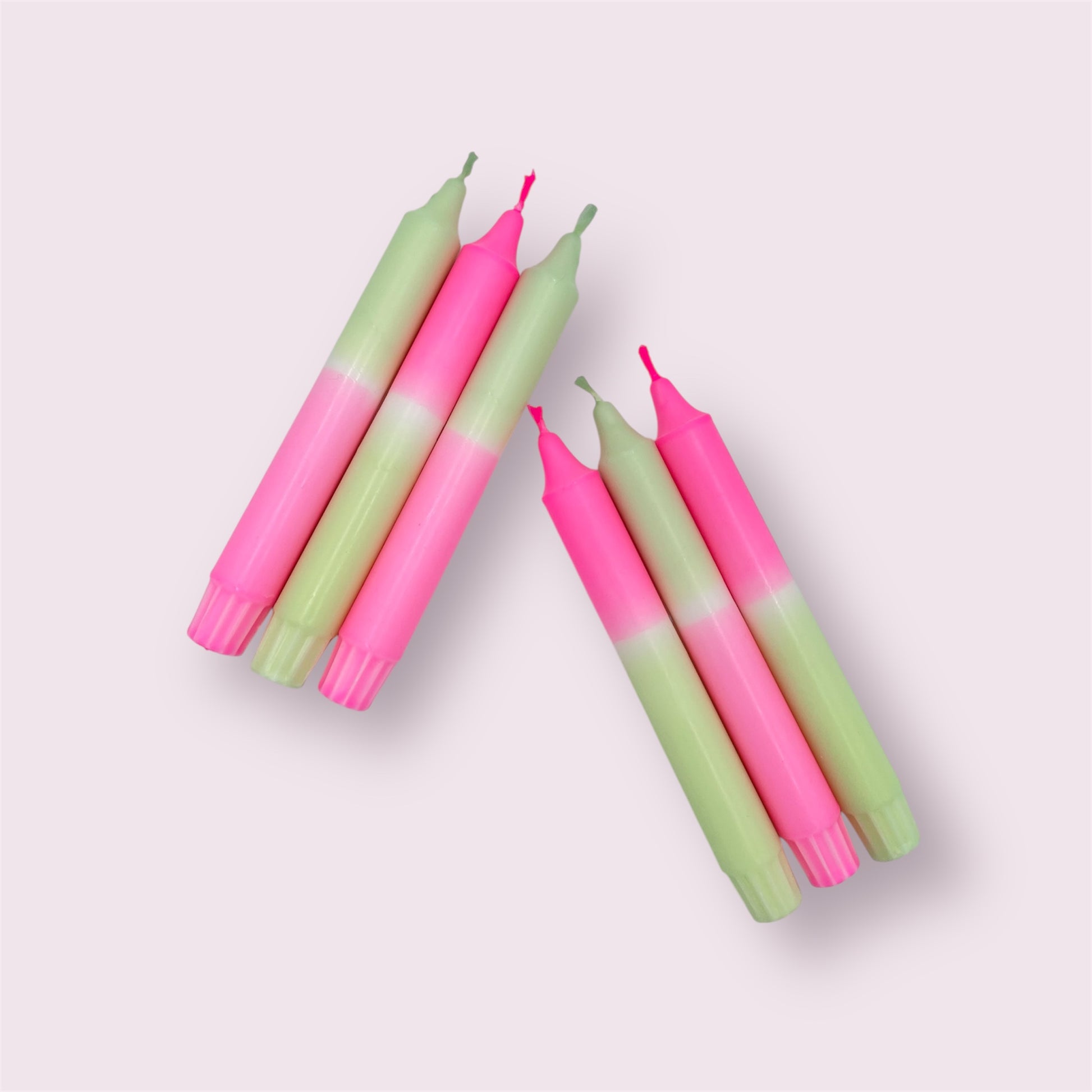 Dip Dye Kerzen 6er Set Pink Grün