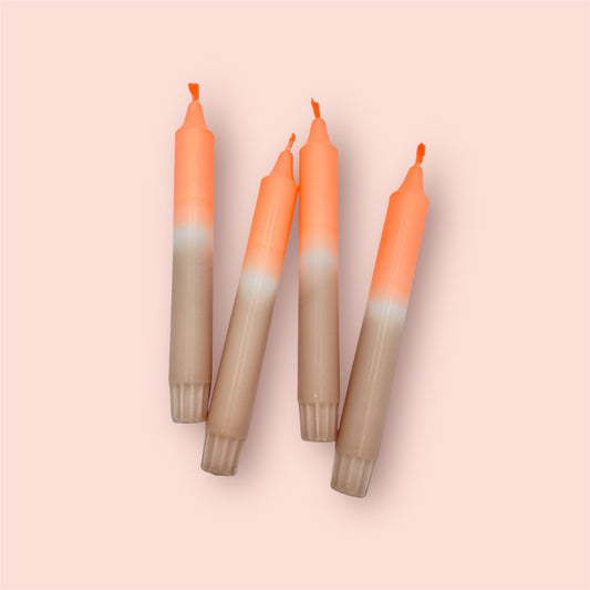 Dip Dye Kerzen 4er Set Orange Braun