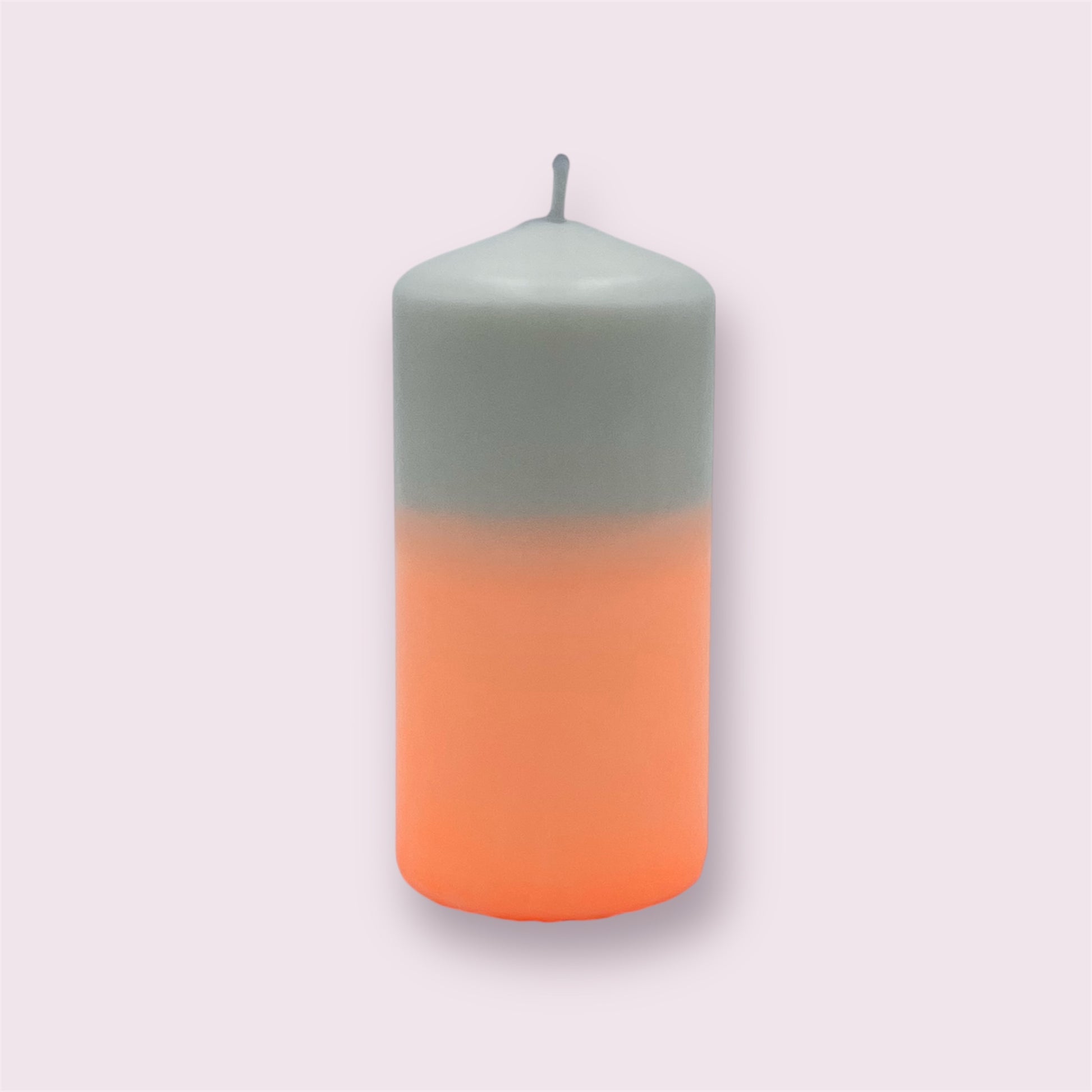 Dip Dye Stumpfkerze Grau Orange Handgemacht 