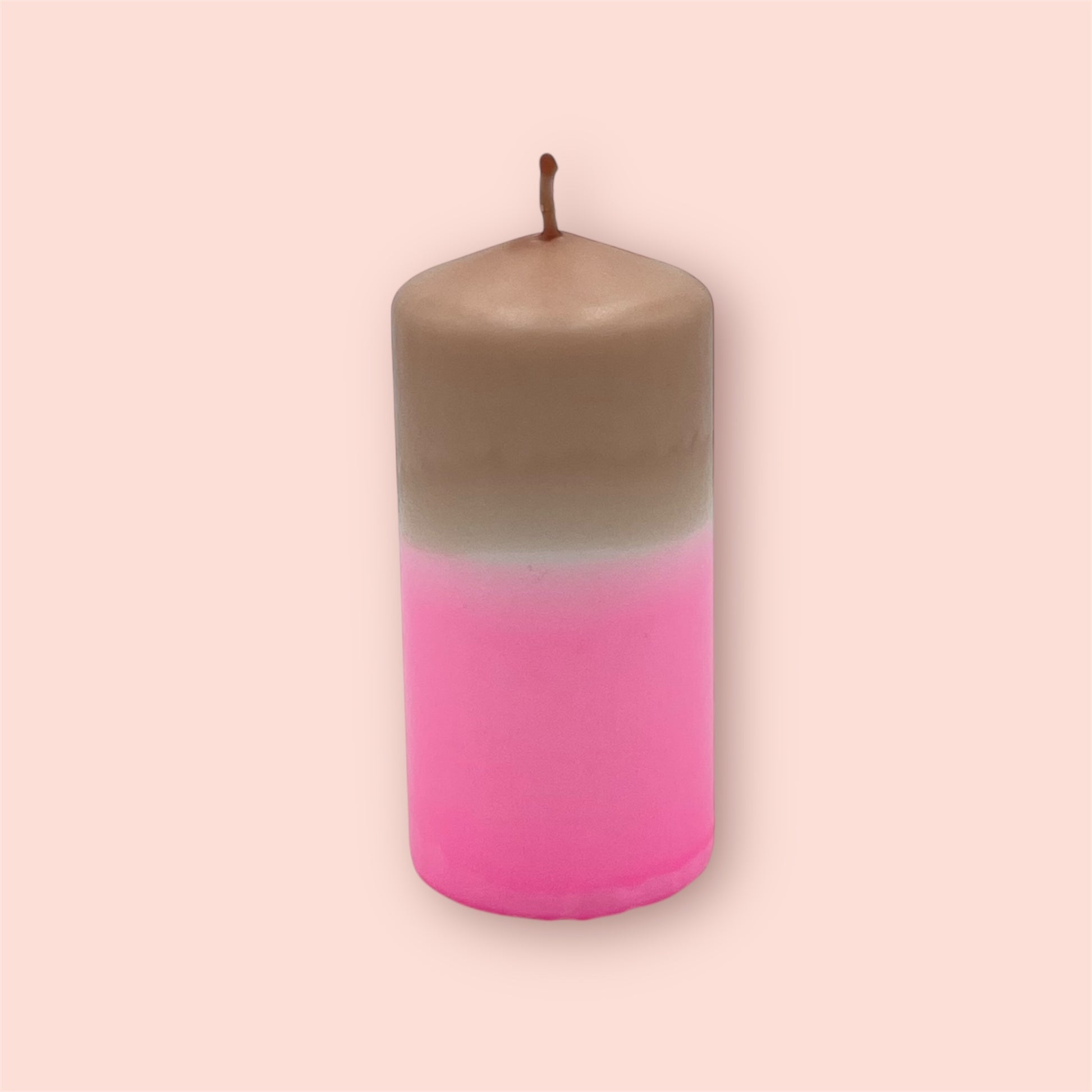Dip Dye Stumpkerze Braun Pink Handgemacht