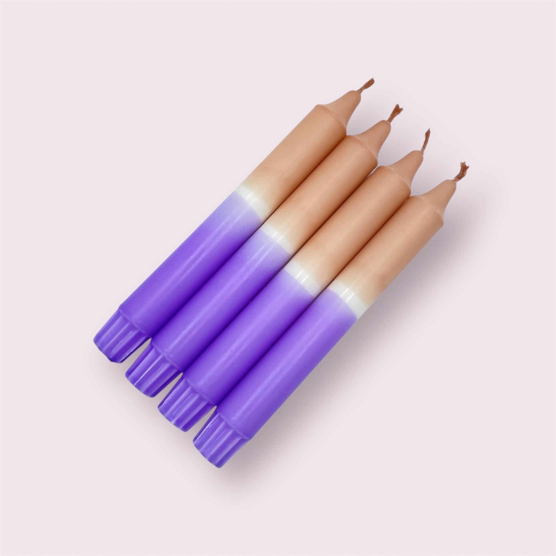 Dip Dye Kerzen 4er Set Braun Lila 