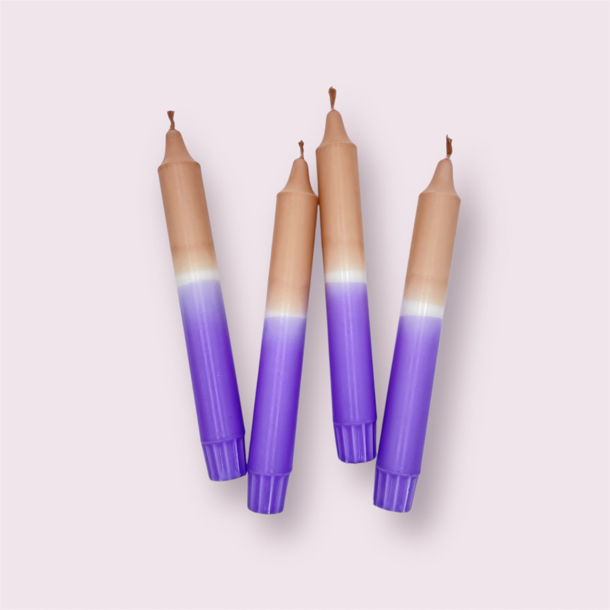 Dip Dye Kerzen 4er Set Braun Lila 