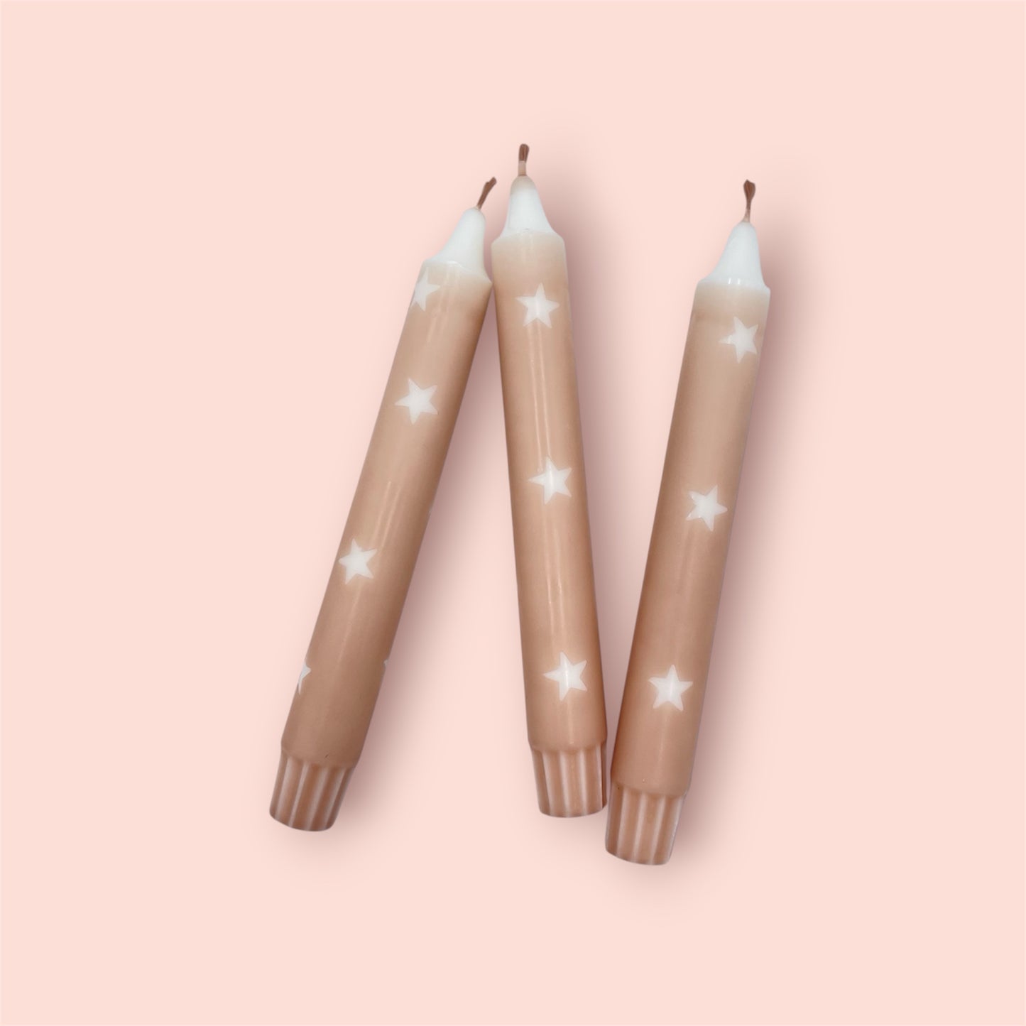 Dip Dye Kerzen 3er Set Braun Sterne