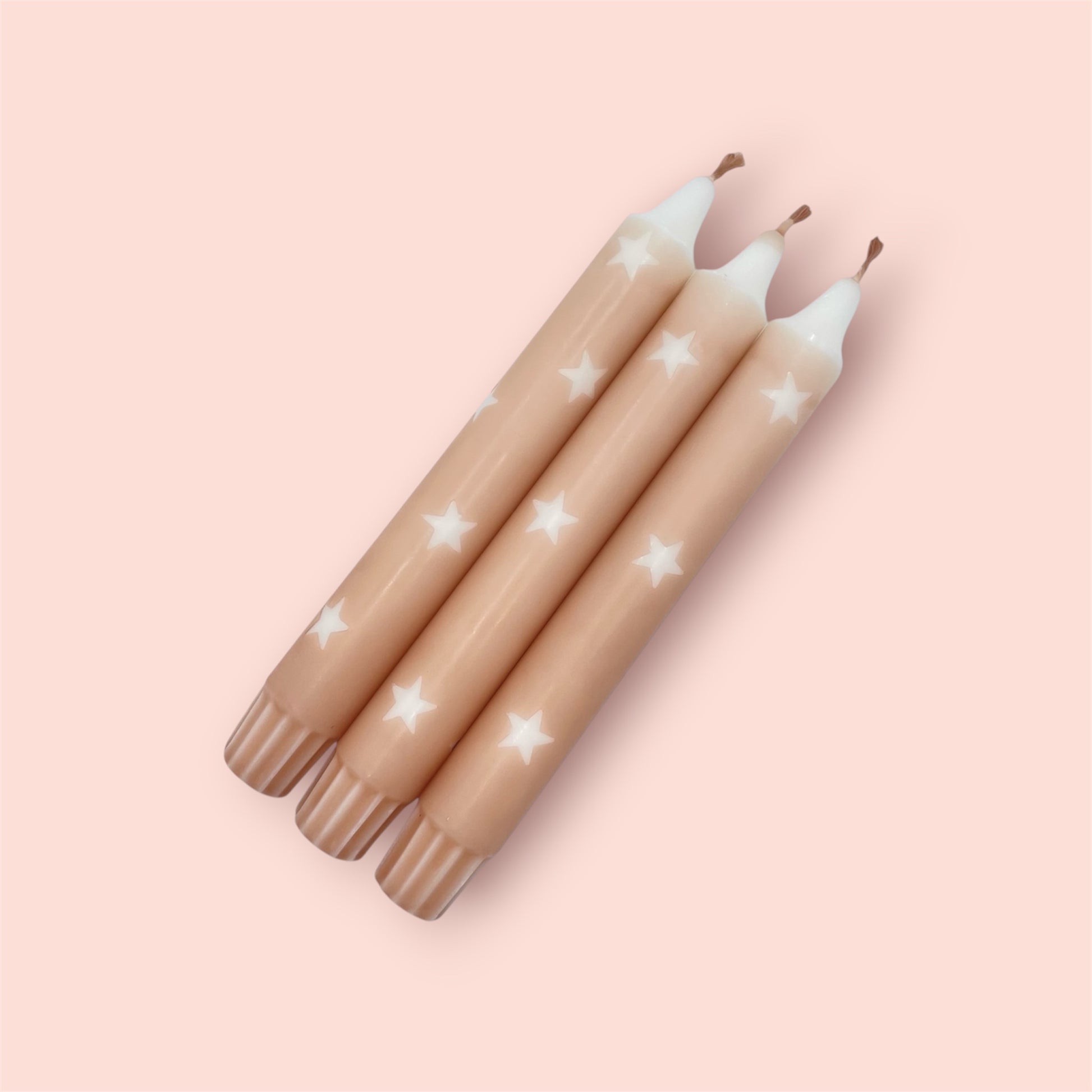 Dip Dye Kerzen 3er Set Braun Sterne