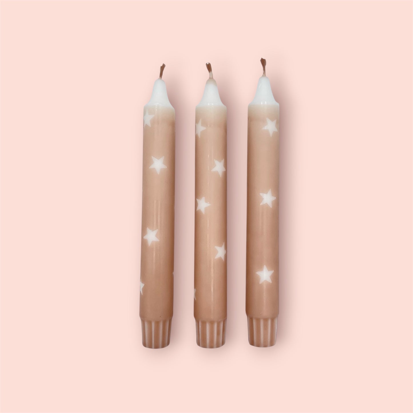 Dip Dye Kerzen 3er Set Braun Sterne