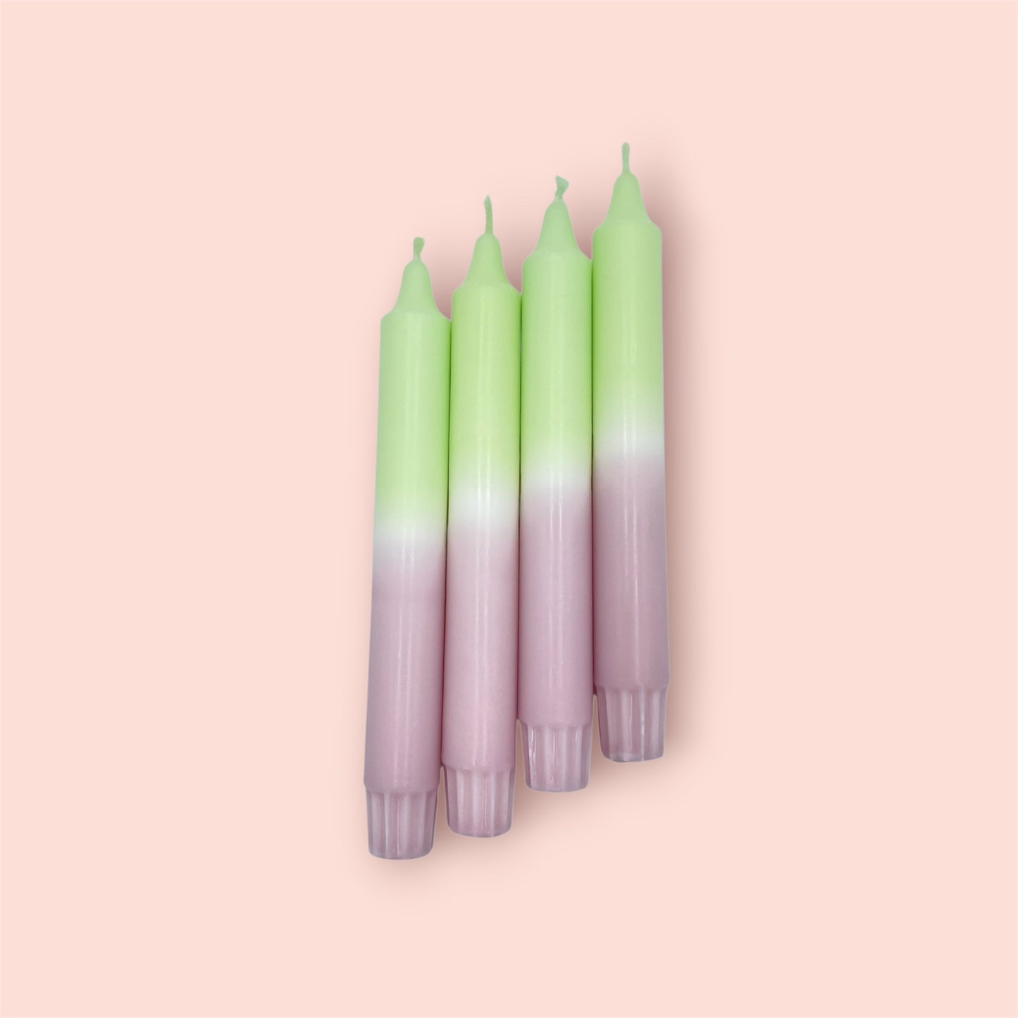 Dip Dye Kerzen 4er Set Hellgrün Flieder