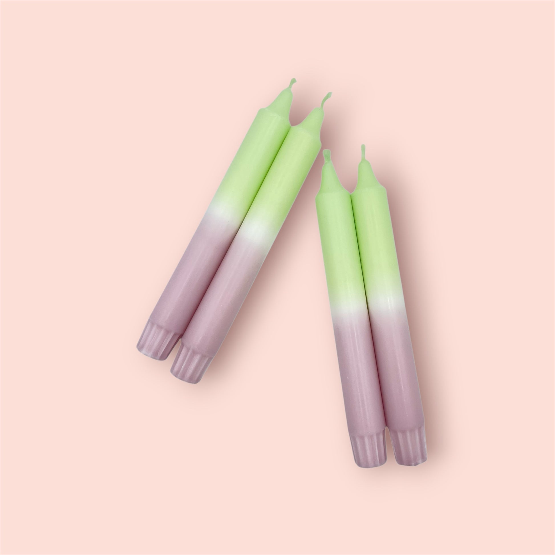 Dip Dye Kerzen 4er Set Hellgrün Flieder
